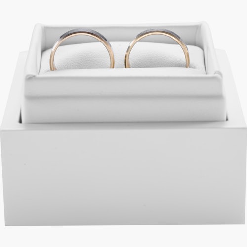 Obrączki ślubne: dwukolorowe złoto, płaskie, 5 mm